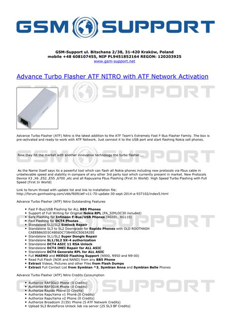 Advance Turbo Flasher ATF NITRO with ATF Network Activation.